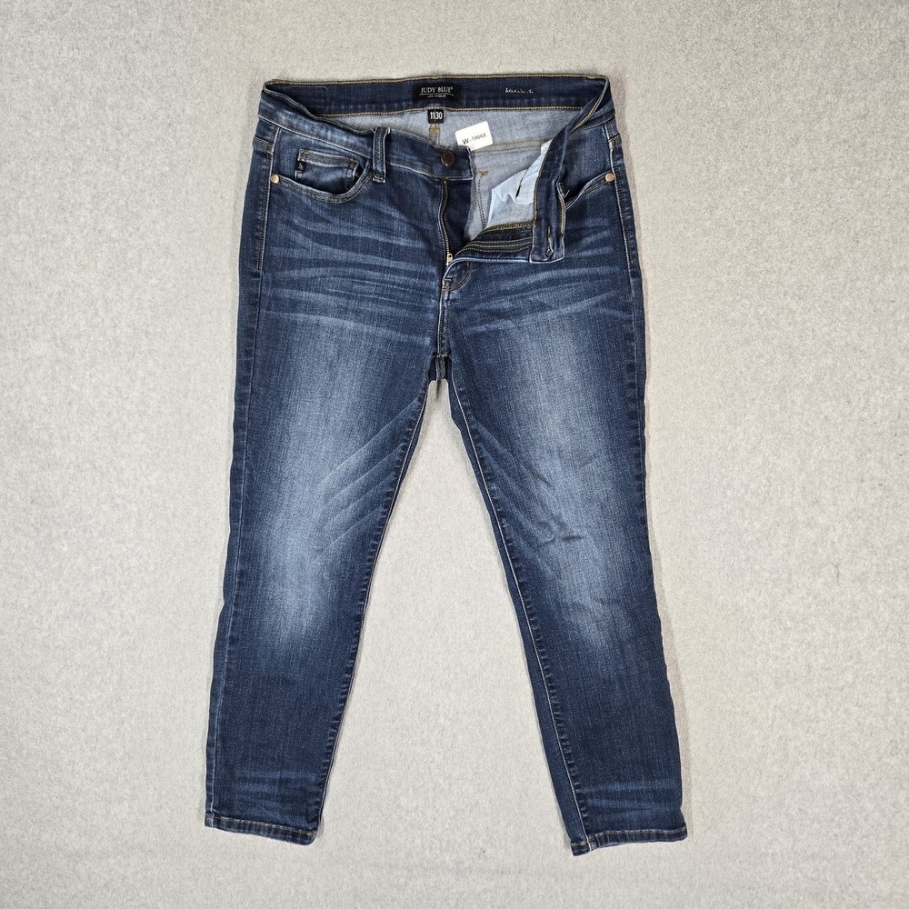 Judy Blue Women Jeans 11/30 Blue Denim Ankle Skinny Relaxed 25" Inseam Stretch